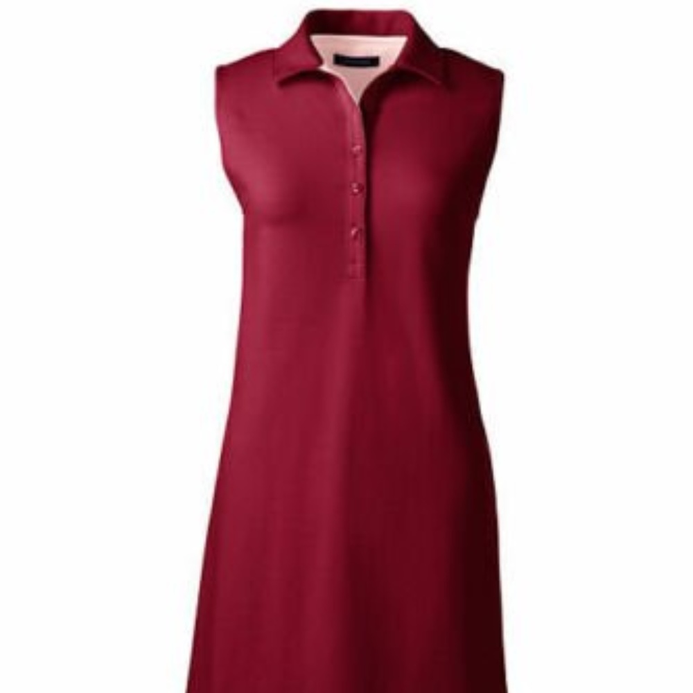 Lands End Sleeveless Polo Dress Warm Cinnabar